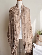 halpa Naisten huivit-Naisten puuvilla-pellavahuivi hapsutetuilla tupsuilla – boheemi tyyli, useita värejä, kevyt ja mukava arkeen ja vapaa-aikaan