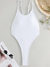 economico Costumi interi-Per donna Costumi da bagno Intero Costume da bagno Perizoma intero Senza schiena Vacanza Abbigliamento da Spiaggia Tinta unica Girocollo Senza Maniche Costumi da bagno