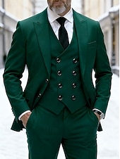 Χαμηλού Κόστους Ανδρικά Κλασικά Σακάκια-Ανδρικά Σακάκι+Γιλέκο+Παντελόνι Στολές Επιχείρηση Κοκτέιλ Πάρτι Γαμήλιο Πάρτι Μοντέρνα Καθημερινό Άνοιξη Φθινόπωρο Πολυεστέρας Σκέτο Τσέπη Κουμπιά Άνετο Μονόπετο Χρωματιστή ζακέτα