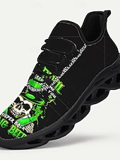  Pánské tenisky s potiskem lebky – unikátní zeleno-černý design s odolnou konstrukcí, ideální na Den svatého Patrika i na běžné nošení