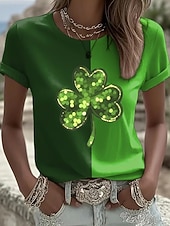 cheap St Patrick's T-shirts-St. Patrick's Day Women's T Shirt Floral Graphic Shamrock Vintage Stylish Classic Short Sleeve Crew Neck Regular Tops Daily Print White Summer Spring