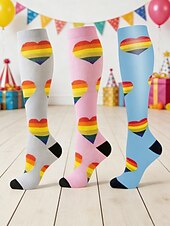 cheap Accessories-Women's Mardi Gras 3-Pack Carnival Party Socks, Colorful Graphic Crew Socks with Fun Prints, Soft Stretch Knit, Unisex Adult &amp; Teen Festival Socks for Carnival, Costume Parties &amp; Celebrations