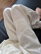 olcso Luxus alsóruházat-Női Pamut vászon nadrág Nadrág Nyári nadrág Strand nadrág Szabadság Alap Alkalmi Teljes hossz Magas derék Sima Hímzett Zseb Elasztikus derékpánt Mokaszinok Mekano Légáteresztő Nyúlós Szabadtéri