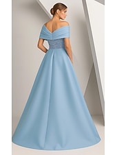 preiswerte Ballkleider-Ballkleid Meerjungfrauen-/Trompetenabend Bodenlang Perlenbestickt Abendkleid Kleid der Brautmutter Abendkleid Elegant seidig Halbformelle Kleider Ärmellos Schulterfrei Abschlussball Hochzeit Stretch