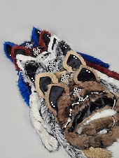 levne Příslušenství-Dámská punková kožišinová čepice s kočkou na Mardi Gras v několika barvách trendy design s křížovými detaily perfektní pro karneval a maškarní plesy