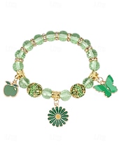  Dámský náramek s přívěsky ke Dni svatého Patrika, přívěsek se zeleným trojlístkem, korálkový design v různých stylech, slitina a umělé krystaly, slavnostní irské párty šperky pro ženy