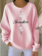 abordables Humor y Citas Sudaderas-Mujer Pullover Estampado Graphic Letra Cálido Clásico Casual Manga Larga Cuello Barco Tops regulares Casual Hogar Calle Azul Piscina Amarillo Claro Rosa Claro Bleu Ciel Negro Primavera Otoño