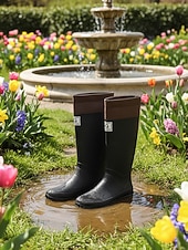 cheap Fashion Boots-Women's Foldable Green Rain Boots - Waterproof, Adjustable Cuff Garden Boots with Non-Slip Sole | Practical Casual Style for Gardening, Yard Work, Outdoor Errands &amp; Rainy-Day Walks