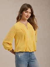 abordables Blusas Sencillas-Top de gasa de doble capa con lunares de vacaciones