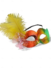olcso kiegészítők-Női kék-zöld fényes tollas álarc a Mardi Gras-ra – Elegáns velencei karneváli jelmez kiegészítő textúrált mintával bulikhoz és bálokhoz