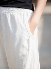 preiswerte Unterteile-Damen Hose aus Baumwollleinen Chinos Sommerhose Lange Unterhosen Urlaub Streetwear Basic Volle Länge Mittlere Taillenlinie Einfach Tasche Elastischer Bund Bequem Komfort Unelastisch Täglich Outdoor