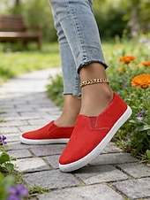 olcso Női tornacipők-női vászon bebújós tornacipők – könnyű, minimalista lapos cipők mindennapi ügyintézéshez, parkban sétáláshoz és hétvégi villásreggelihez