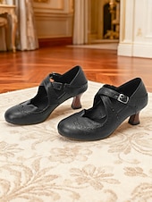 Χαμηλού Κόστους Ρετρό στυλ της δεκαετίας του 1950-Γυναικείες vintage καφέ γόβες Mary Jane με αγκράφα και brogue από απομίμηση δέρματος της δεκαετίας του 1950 – κομψές γόβες για επίσημες περιστάσεις, γραφείο και από το πρωί μέχρι το βράδυ