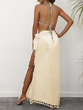 levne Zavinovací sukně-Dámské Plavky Šaty do vody Sukně Plavky Třásňový lem prázdniny Oblečení na pláž Pevná barva Bez rukávů Plavky