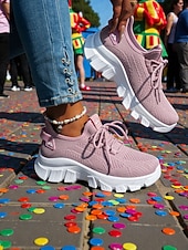 abordables Chaussures de femme-Baskets de course orange pour femmes tissu en mesh respirant chaussures de sport confortables et légères pour le carnaval le festival et les activités de plein air