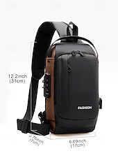 billiga Herrväskor-Herrväska i flerfärgad nylon för resor, vandring och friluftsliv - vattentålig axelväska med extern USB-port