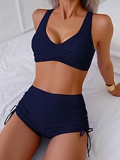 levne Dámské Plavky-Dámské Plavky 2 ks Kraťasy Plavky Volná záda prázdniny Oblečení na pláž Bez vzoru Do V Bez rukávů Plavky