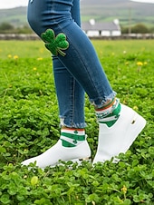 זול סניקרס לנשים-נעלי פלטפורמה ירוקות ניאון לנשים עם עקבים גבוהים - נעליים נוחות וגמישות, אידיאליות למצעדי יום פטריק הקדוש, טיולים לפסטיבלים, דייטים לארוחת בראנץ' וסידורים יומיומיים