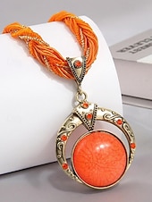 halpa Naisten kaulakoru-Naisten boheemi metalliseoskaulakoru monivärisellä helmiköydellä, ainutlaatuinen riipusmuotoilu, täydellinen arkeen ja juhlaan