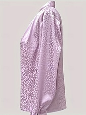 cheap Dressy Blouses-Women's Shirt Elegant Satin Top Summer Tops Ruched Patchwork Print Leopard Plain Elegant Vintage Ladies Long Sleeve V Neck Regular Tops Daily Work Holiday Light Purple Summer Spring