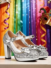 Χαμηλού Κόστους Γυναικεία παπούτσια-Γυναικείες Σατανάδες Χρυσές Γυαλιστερές Mary Jane με Λεπτομέρεια σε Σχέδιο - Λαμπερές Πλατφόρμες Ρετρό Στυλ Γοητείας Ιδανικές για Καρναβάλι και Εορταστικές Γιορτές