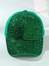 abordables Accessoires-Casquette unisexe ornée de strass, en polyester, décoration scintillante, disponible en plusieurs couleurs, idéale pour la Saint-Patrick, le carnaval et au quotidien.