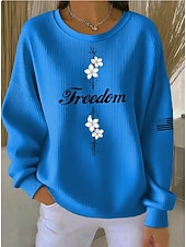 abordables Humor y Citas Sudaderas-Mujer Pullover Estampado Graphic Letra Cálido Clásico Casual Manga Larga Cuello Barco Tops regulares Casual Hogar Calle Azul Piscina Amarillo Claro Rosa Claro Bleu Ciel Negro Primavera Otoño