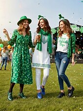 levne Dámská obuv-Dámské zelené oxfordské společenské boty s detailem brogue – pohodlné boty na nízkém podpatku se šněrováním na průvod ke Dni svatého Patrika, irské festivalové outfity, sváteční párty outfity