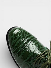  Γυναικεία πράσινα παπούτσια Oxford από ψεύτικο κροκόδειλο – φλατ παπούτσια με χαμηλό τακούνι και κορδόνια για την παρέλαση της ημέρας του Αγίου Πατρικίου, ιρλανδικά ρούχα φεστιβάλ &εορτασμοί διακοπών