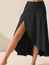 economico Gonne Attive-Per donna Elegante Carino Midi Vita Alta Gonne Semplice Arricciato Orlo irregolare Inelastico Quotidiano Spiaggia Nero Rosso Blu Viola Estate