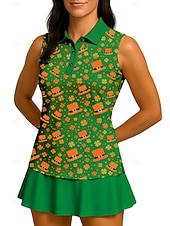 זול חולצת נשים-סיינט פטריק בגדי ריקוד נשים Apila חולצת ספורט חולצת POLO Rövid felső חולצת טניס ללא שרוולים פרחוני כפתורים UPF50+ עמידות UV גמישות גבוהה פתילת לחות נושם כדור עף טניס גולף קולר צווארון מתקפל