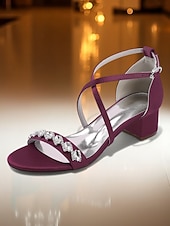 economico Madre della Sposa/Sposo-sandali da donna con tacco a blocco e strass color bordeaux - eleganti scarpe eleganti con cinturino alla caviglia per la mamma della sposa, matrimonio chic in città &amp;eventi serali formali