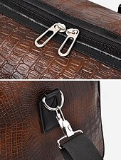 economico Borsoni da viaggio-Borsa da weekend da uomo in similpelle con motivo coccodrillo, tracolla regolabile, grande capacità, impermeabile, perfetta per gite del fine settimana e brevi viaggi di lavoro