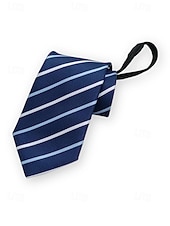 billiga Bröllop ACC-herrslips med dragkedja, färdigknuten slips i polyester med dold dragkedja, klassisk randig affärsmodell, flerfärgade alternativ, för bröllop, kontorskläder och eleganta vardagsevenemang