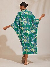 halpa Mekot-lehtikuvioinen paita lyhythihainen midi-mekko