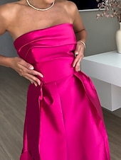 Χαμηλού Κόστους Απλό Φόρεμα-Γυναικεία Μακρύ Φόρεμα Μάξι Φόρεμα Φόρεμα χορού Φόρεμα για πάρτυ Κοκτέιλ Φόρεμα Κομψό Βραδινό Πάρτυ Πάρτι Ειδική Περίσταση Κανονικό Σκέτο Αμάνικο Στράπλες Ροδοκόκκινο Καλοκαίρι Άνοιξη