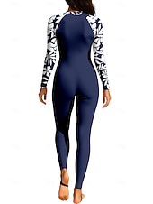 cheap One Pieces Rash Guards-Women's Standard Rash Guard Full Body Swimwear Dive Skin Suit Floral Front Zip UPF50+ UV Protection Quick Dry Long Sleeve Swimwear Surfing Canoeing Diving Summer