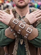 preiswerte Herrenhandschuhe-Männer Multi-Farben Kunstleder Armstulpen - mehrfarbiges Accessoire für Karneval Maskenball und Themenpartys