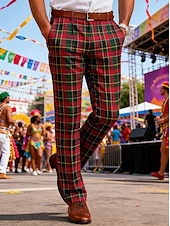 ieftine pantaloni de rochie pentru bărbați cu imprimeu 3d-Bărbați Pantaloni Costume chinez Plisat Lungime totală Casual Afaceri Carnaval Modă Stilat Roșu-aprins