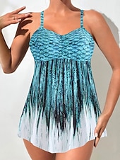 cheap Tankinis-Women's Tankini 2 Piece Swimsuit Palm Boy Leg Tummy Control High Waist Slim Backless Vacation Beach Wear Floral Sunflower V Neck Sleeveless Bathing Suits