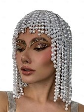 voordelige Haaraccessoires voor dames-Dames Mardi Gras Parelsier Hoofddoek voor Carnaval – Sprankelende Festival Haar Accessoire met Glamoureuze Pareldetails voor speciale gelegenheden