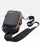 billiga Herrväskor-Herrväska i flerfärgad nylon för resor, vandring och friluftsliv - vattentålig axelväska med extern USB-port