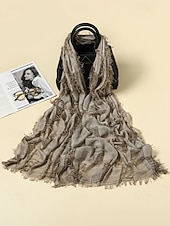 halpa Naisten huivit-Naisten puuvilla-pellavahuivi hapsutetuilla tupsuilla – boheemi tyyli, useita värejä, kevyt ja mukava arkeen ja vapaa-aikaan