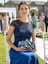 cheap Wedding Accessories-Women's Polyester Clutch Bag with Gemstone Embellishments, Chain Shoulder Strap, Large Capacity, Multiple Colors – Perfect for Weddings and Evening Parties