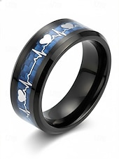 economico San Valentino-anello da uomo in acciaio inossidabile con battito cardiaco e design a cuore, disponibile in più colori: perfetto per San Valentino e per l'uso quotidiano