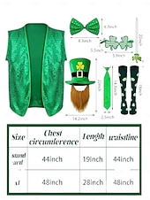 Недорогие Аксессуары-Мужской костюм лепрекона на День Святого Патрика – зеленая шляпа, жилет, борода, носки и аксессуары для праздничных торжеств.