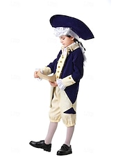 abordables Tenues-250e anniversaire des États-Unis Rococo Baroque Tenues Manches longues George Washington Alexander Hamilton Epoque Coloniale Déguisement Garçons Carnaval Jour de l'indépendance 4 juillet Enfant