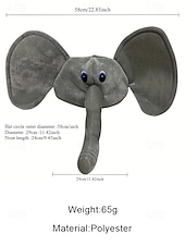 cheap Accessories-Unisex Polyester Elephant Mardi Gras Hat, Fun and Soft, Perfect for Carnival &amp; Masquerade Balls, Cute Animal-Themed Accessory