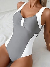 economico Costumi interi-Per donna Costumi da bagno Intero Monokini Birichino Costume da bagno Controllo della Pancia Vita alta Snello Senza schiena Vacanza Vintage Tinta unica Grafico Collo a U Senza Maniche Costumi da bagno