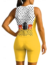 billiga Klädset för kvinnor-Dam Triathlondräkt Cykeltröja set Ärmlös Sommar Gul Rodnande Rosa Rubinrött Prickig Cykel 3D Tablett Torkar snabbt Snabb tork UV-Resistent Dragkedja fram sporter Kläder